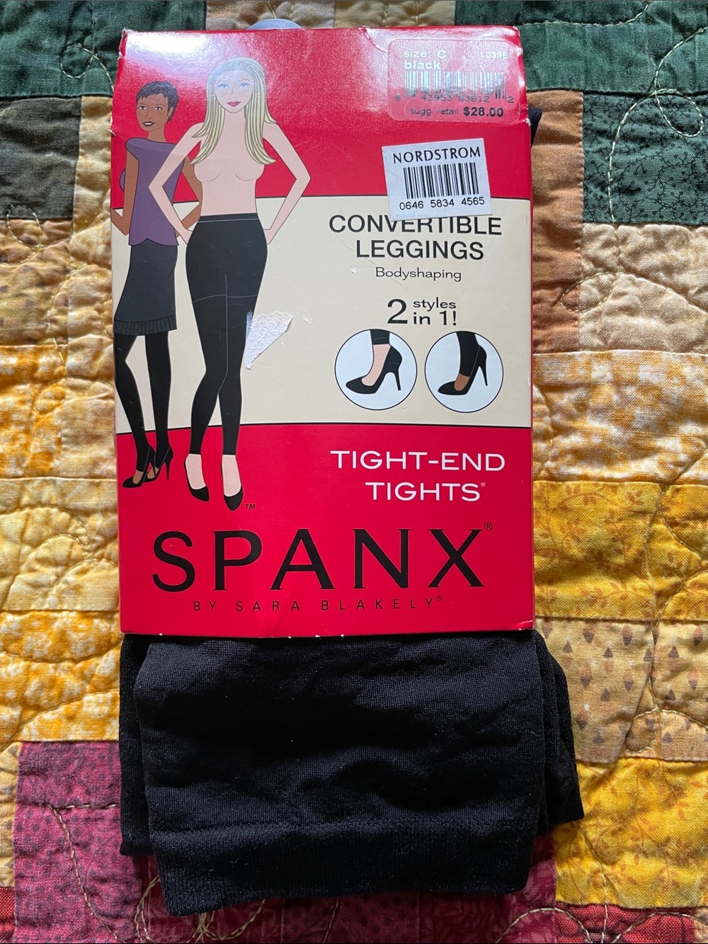 SPANX Black Convertible Leggings Tight-End Tights 2 in 1 Size C